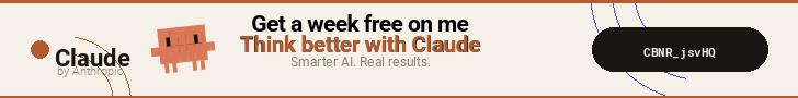 A leaderboard banner for Claude affiliate code.